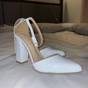 White closed-toe heels